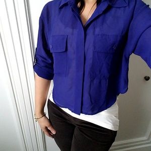 Love Stitch Cropped Button Down Shirt Size Medium